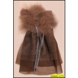Applique with 2 Brooch in Organsa and Mesh with Fur 4 hanging Chains