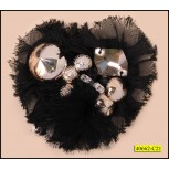 Applique with Rhinestone, Beads and Fur on Cloth 3''x 2 1/2''