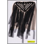 Applique Braided with beads and handing mesh 6'' Black and Silver