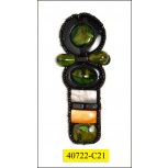 Applique multisize stones with Black bead trim 1 3/4x4" Multicolor