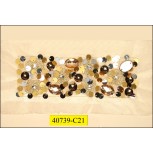 Beads and Rhinestones with Sequins on mesh 7 1/2x3 1/2" Gold and Clear