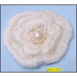 Woolly Flower Brooch with Pearl 3 1/4" 