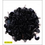 Brooch Sequins Applique Round with Pin 2 1/2" Black