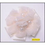 Applique Circle with silk and chiffon Pearls 4 1/2" Ivory