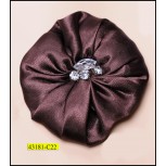 Flower satin with rhinestones in center and pin 3 1/4"