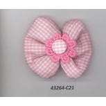 Bow w/small flower 2x1 3/4 White/Pink