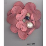 Flower Brooch 3/Pearls&Rstone3"Ivory/Clear/Pink