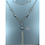 Necklace Chain+Rings w/2Balls & Fringe 19" Silver