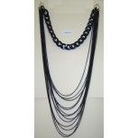 Necklace Metal Chain10Rows+Plastic Chain+ Ring Blk