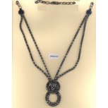 Necklace Tubular Chain Knotted 14 1/2"Gunmetal