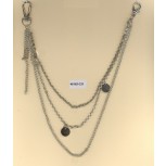 Necklace Chain 3Rows w/HangingCoin18 1/2"Blk/Sil