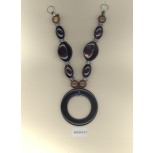 Necklace w/beads/hanging ring 6 5/8"BLK/BRN