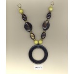 Necklace w/beads/hanging ring 6 5/8"BLK/Yellow