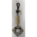 Sq. Horn Pendant+Gold/Yellow Horn Beads w/Blk Cord