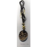Black Horn Pendant w/ Beads & Blk Cord & Gold Hook