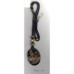 Necklace w/ Black Horn Pendant Dk Navy Cord  18"