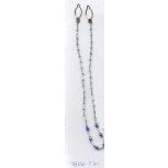Children Necklace Blue/Silver Beads on Mono Thread