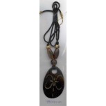 BLACK OVAL HORN WITH PENDANT CRAB SYMBOL 16 1/2"