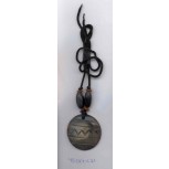 Round Horn Pendant w/ Etched Lines 1 7/8" MultiBlk