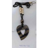 Black Heart w/Stripes & horn striped bead & bone b