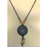 Necklace Beaded Pendant w/Beadblk Suede Cord LT BL