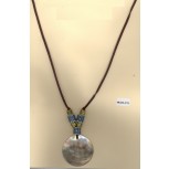 Necklace R.Shell Pendant 2" w/20"Beaded BRN Suede