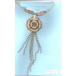 Necklace Beaded Pend BRN W/Beaded Suede Cord IVORY