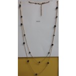 Necklace w/thin snake chain&beads Gold/Gunmetal
