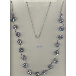 Necklace w/Faceted beads&twisted tube Sil/Silver