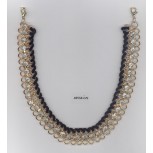 Necklace w#8 chain/Rstones V.Ribbon/Clr/Gold/Blk
