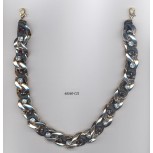 Necklace w/Plastic chain&L.insert w/RS Clr/Blk/Gol