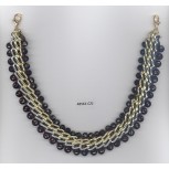 Necklace w/3 chains& faceted beads 1" Sil/Gold/Blk