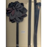 BELT Leather w/Flower 13cm& rope length 160cm blk