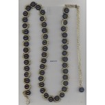 Belt w/big beads&ziczac chain 43" Gold/Black