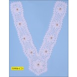 Beaded Crochet "V" Collar Applique 9 1/2" White and Ivory
