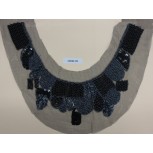 Collar w/plastic&glass beads9 1/2x10Gun/Blue/Blk