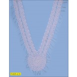Applique Clear Bead Crochet Collar with Bead Strings 14" White