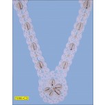 Applique Crochet Collar with Beads and Shell 11" White and Natural