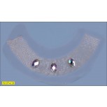 Collar Bugle Applique 1/2 Moon Shape with 3 Oval Stone White