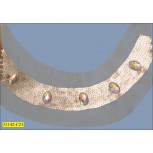 Collar Sequins Applique 1/2 Moon Shape with 5 Big Stone 14x5" Gold