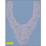 Collar "V" Shape Applique with Chiffon 8 7/8"x11 1/2" White and Off-white