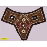 Collar Applique with Different Bead Sizes T-Shape Gold, White and Brown