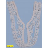 Collar Corded Applique "Y" Shape on Mesh  10 1/2"x11" White