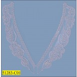 Collar Applique Sheer Organza with Embroidery 6" x 1 3/8" White