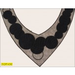 Collar Applique w/Round Patch V-Shape12"x10" Blk