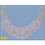 Collar Applique Beaded and Floral Organza U-shape 10 1/2'x8 1/2"