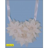 Collar Bib Mesh and Chiffon Floral Applique with Pearl 8"x6" Ivory