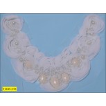 Collar Applique with Beads and Lurex on Mesh 13"x7 1/2" Ivory