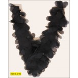 Collar Applique Laser-Cut Petals on Mesh 11"x11" Black