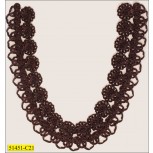 Collar Floral Satin "U" Shape Applique Scallopped 11 1/4"x8 1/2" Brown